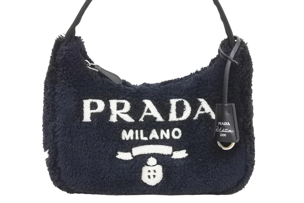 Prada black white Handbag clochette pile Black White